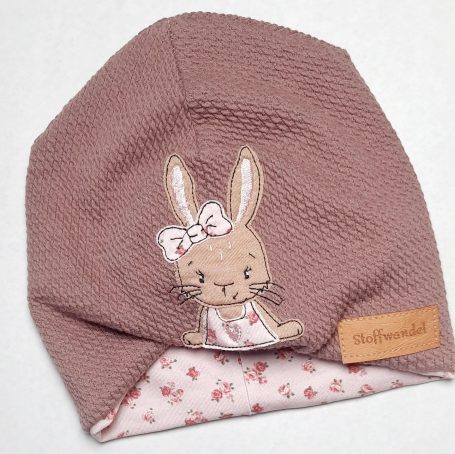 Mütze bestickt Häschen Hase Beanie